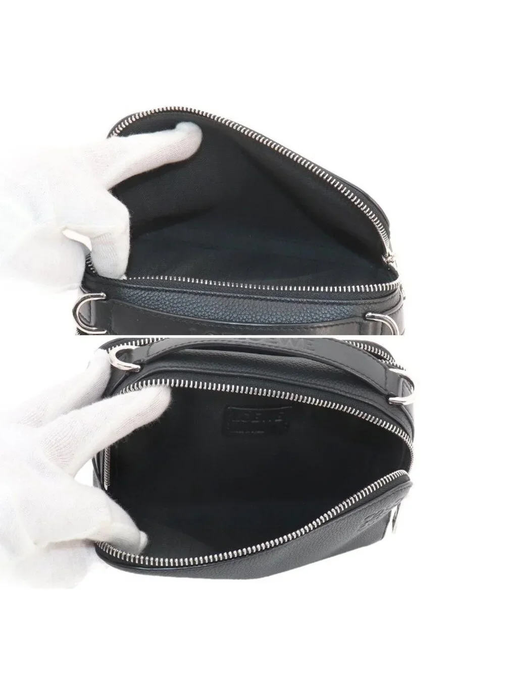 Loewe Crossbody Camera Bag Mini 2-Way Leather Black
